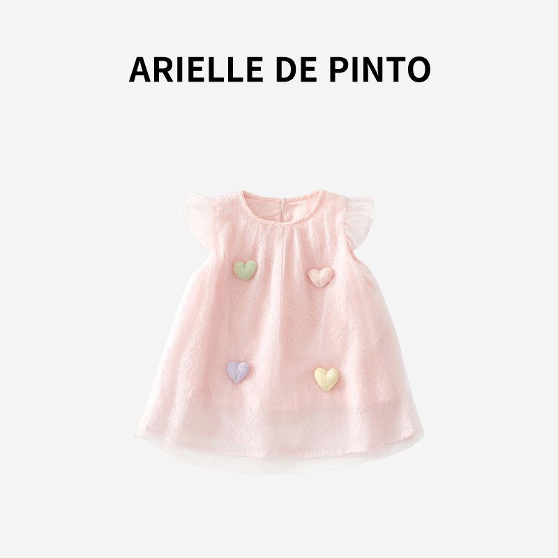 

Летнее тонкое платье для девочек Arielle De Pinto (Франция) с объемным дизайном в виде сердца и небольшими воланами на рукавах Pink 90