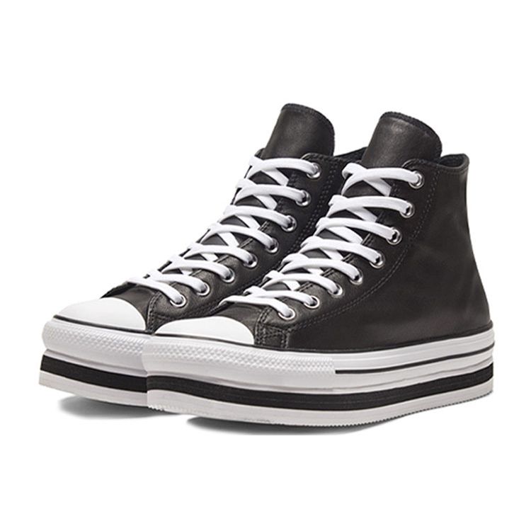 Converse All Star Platform Layer Slip Resistant Lightweight Durable High Top Skate Shoes Women Sneakers Black White 569722C