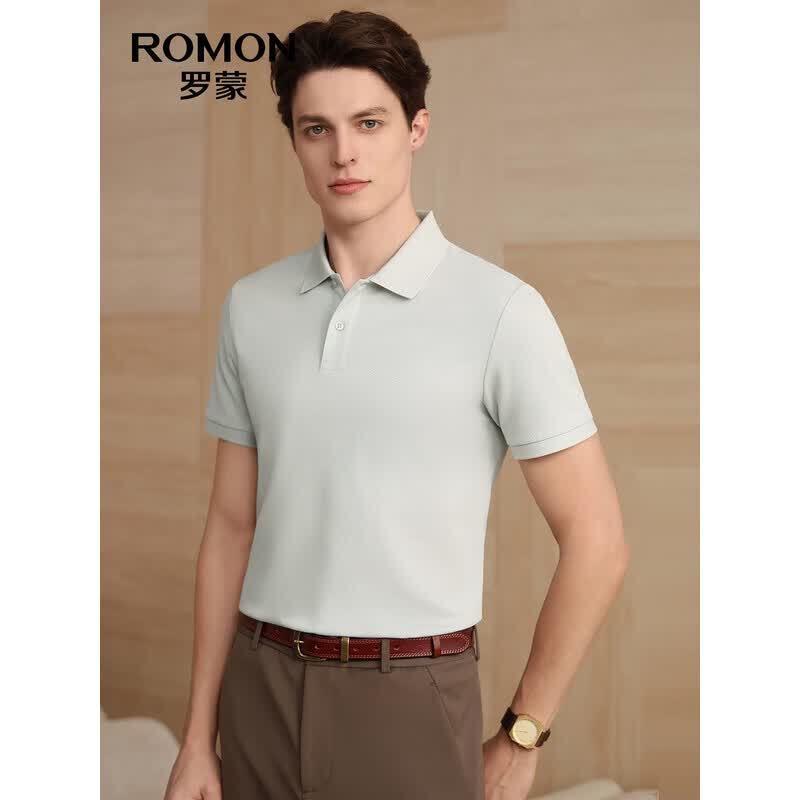 

ROMON Men s Short Sleeve Business Casual Polo Shirt 4XL