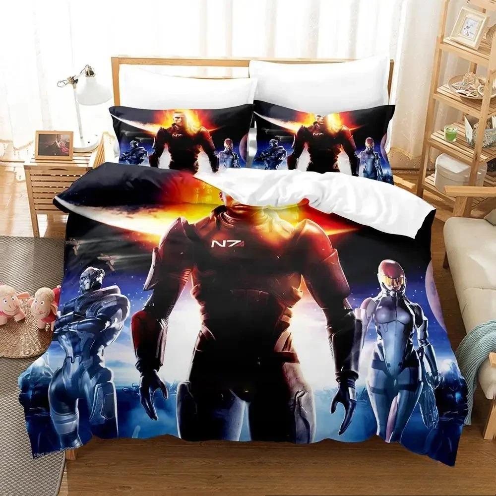 3D Print Game Mass Effec Bedding Set Boys Girls Twin Queen King Size Duvet Cover Pillowcase Bed boys Adult Home Textileextile