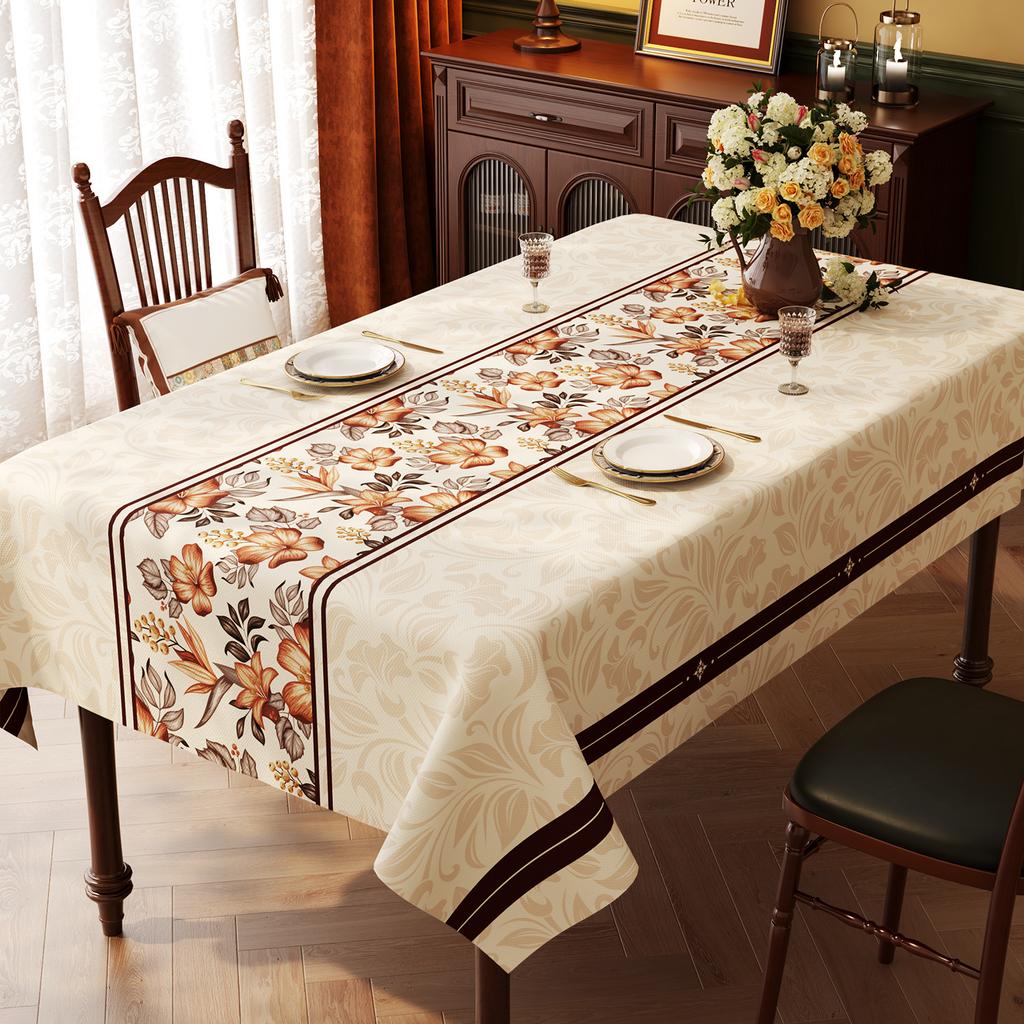 American Style Vintage Table Runner with Floral Jacquard Weave for Coffee Table Living Room Home Decoration Outdoor Picnic Mat