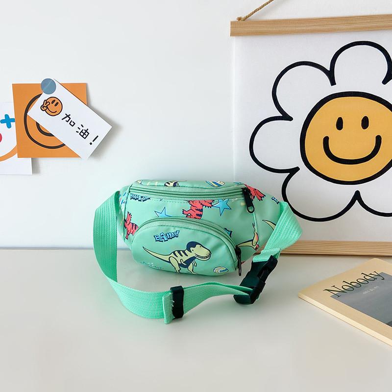 Stylish Children's Canvas Crossbody Bag With Adorable Cartoon Dinosaur Design