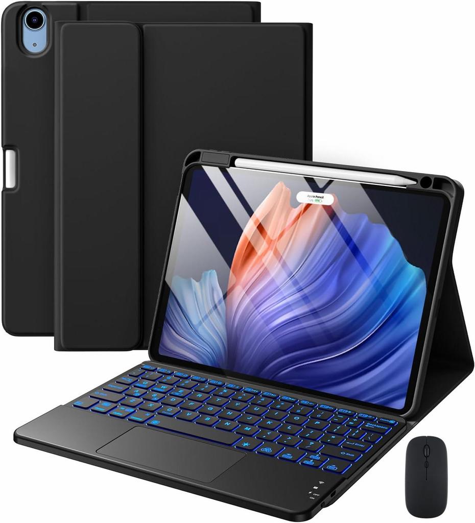 Étui Protecteur en Cuir pour Tablette iPad a16 Pro11 avec Clavier Rétroéclairé Air11 Touch et Support Magnétique pour Stylet M4