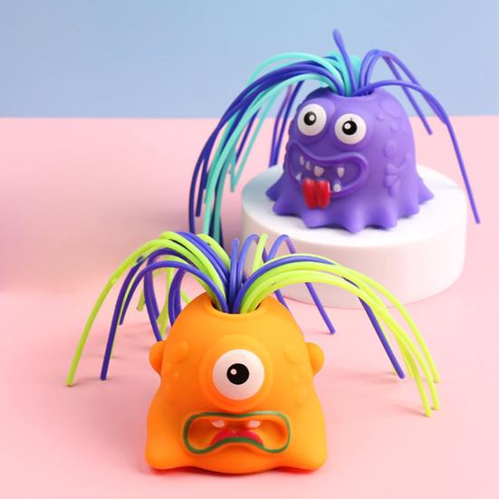 Hair Pulling Screaming Demon Toy with 6 Sound Effects Stress Anxiety Relief Colorful Hair Plucking Devil Sensory Fidget Toy Party Favors