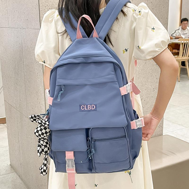 

School bag for female junior high school students New high school college students Trendy cool large-capacity backpack backpack for boys синій
