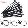 20Pcs Nylon Plastic Push Mount Cable Zip Ties Self Locking Wire Harness Fastener Clips For Car Automotive Wiring Management