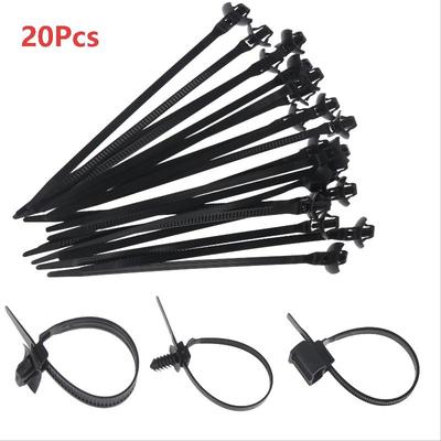 20Pcs Nylon Plastic Push Mount Cable Zip Ties Self Locking Wire Harness Fastener Clips For Car Automotive Wiring Management