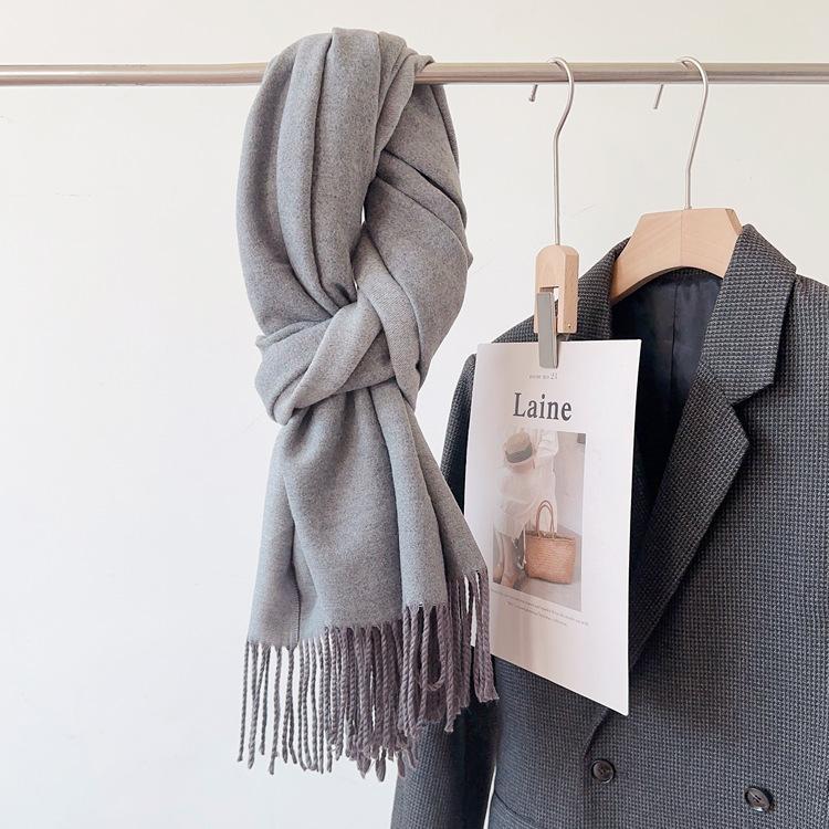 

52 цвета 2024 осень и зима толстый и удлиненный однотонный кашемировый шарф многофункциональный двухсторонний шарф шаль для мужчин и женщин 200*65CM