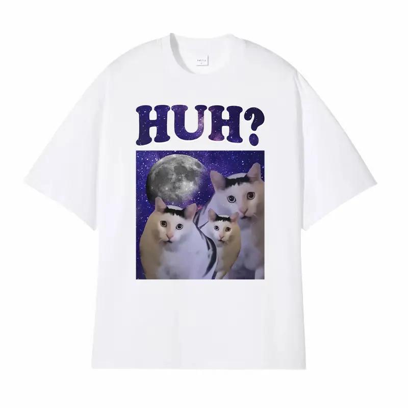 Funny Huh Meme Cat Humor T Shirt Trending Unisex Fashion Vintage Tee Shirt Summer Casual Cotton Short Sleeve T-shirt Tops