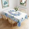 Blauer Blumenkranz Tischdecke Wasserdicht Rechteckig Landhausstil Aquarell Floral Gedruckt Tischabdeckung für Abendessen Küche Party