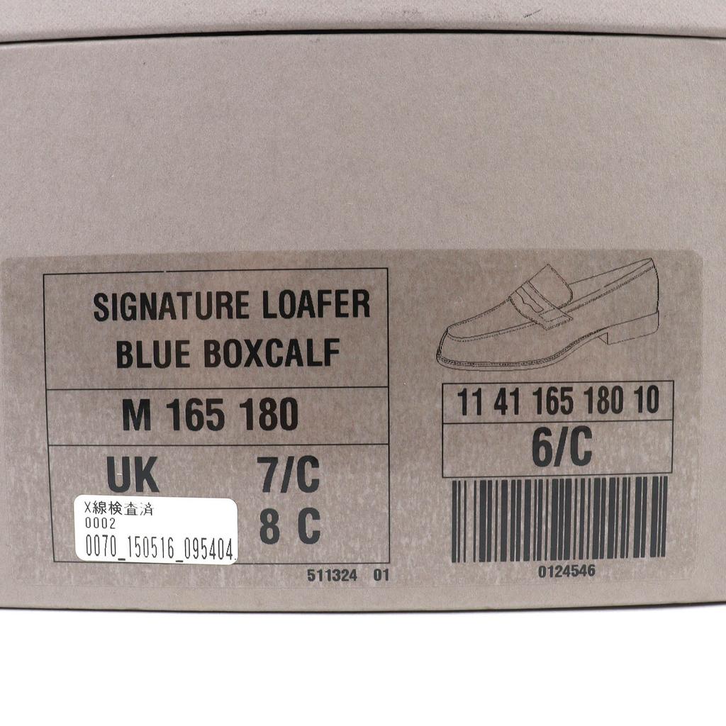 Mocasin J.M WESTON 180 Signature excelent Pantofi din piele Eșarfă bleumarin din cutie Bărbați din piele Folosit