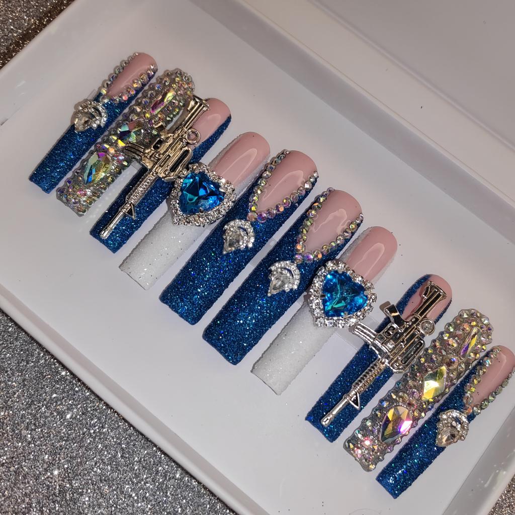 Thick and Hard Artificial Fingernails Square and Long Manicure False Nails with Glue Stickers Press on Nails