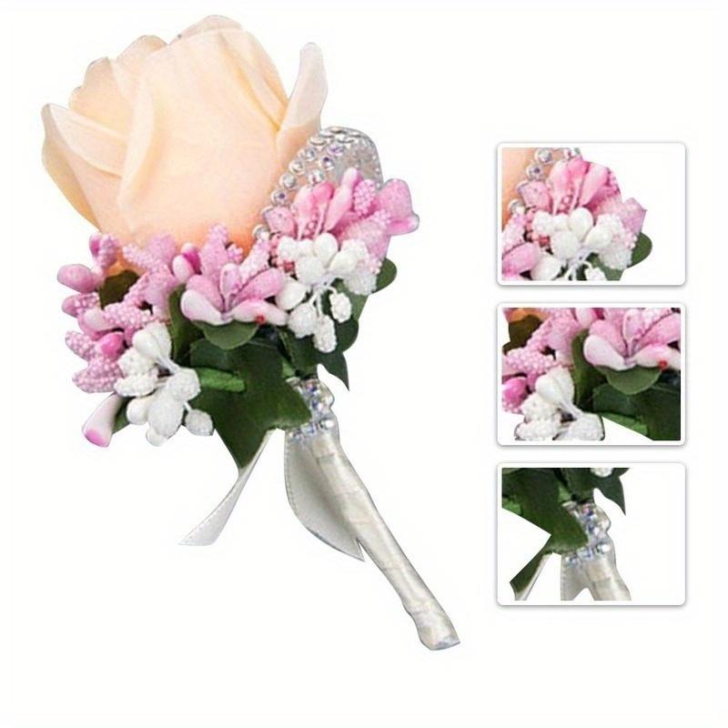 Bräutigam Herren Corsage Simulation Seide Rose Pin Brosche Hochzeit Anzug Blume Zubehör