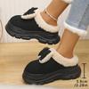 Fashion Bowknot Decor Platform Slippers Women Comfortable Non Slip Warm Fluffy Slippers Woman Thick Sole Fleece Lining Home Slides Shoes