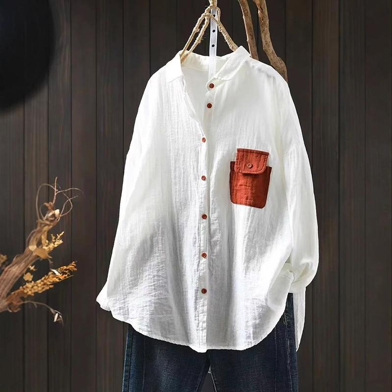 Women Long Sleeve Casual Shirt Arrival Spring Turn-down Collar Loose Female Basics Cotton Tops Shirts