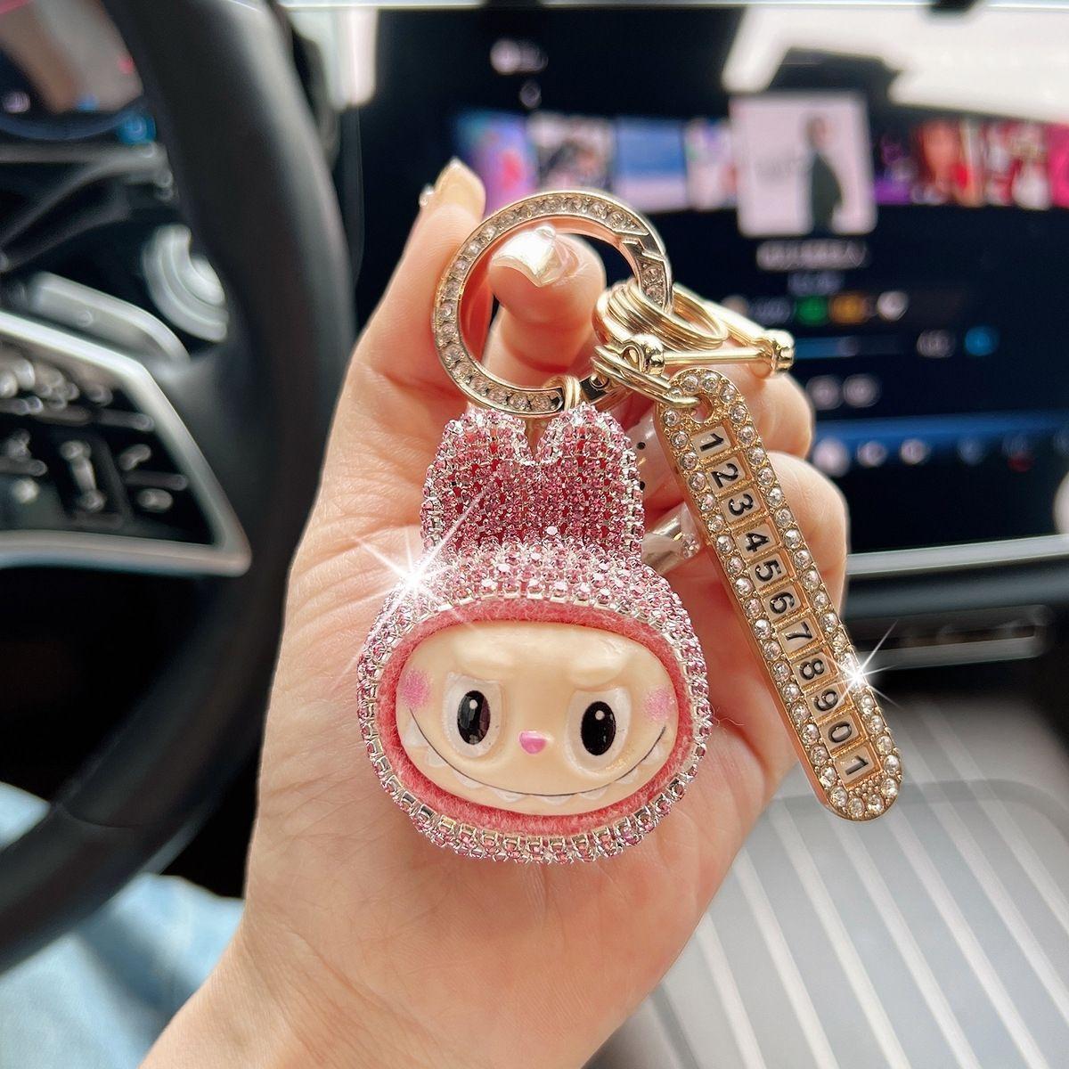 

Полные бриллиантов и блестящие холщовые брелоки для ключей автомобиля, подвески с номерной табличкой против потери, мужские и женские брелоки для ключей автомобиля, праздничные подарки красный