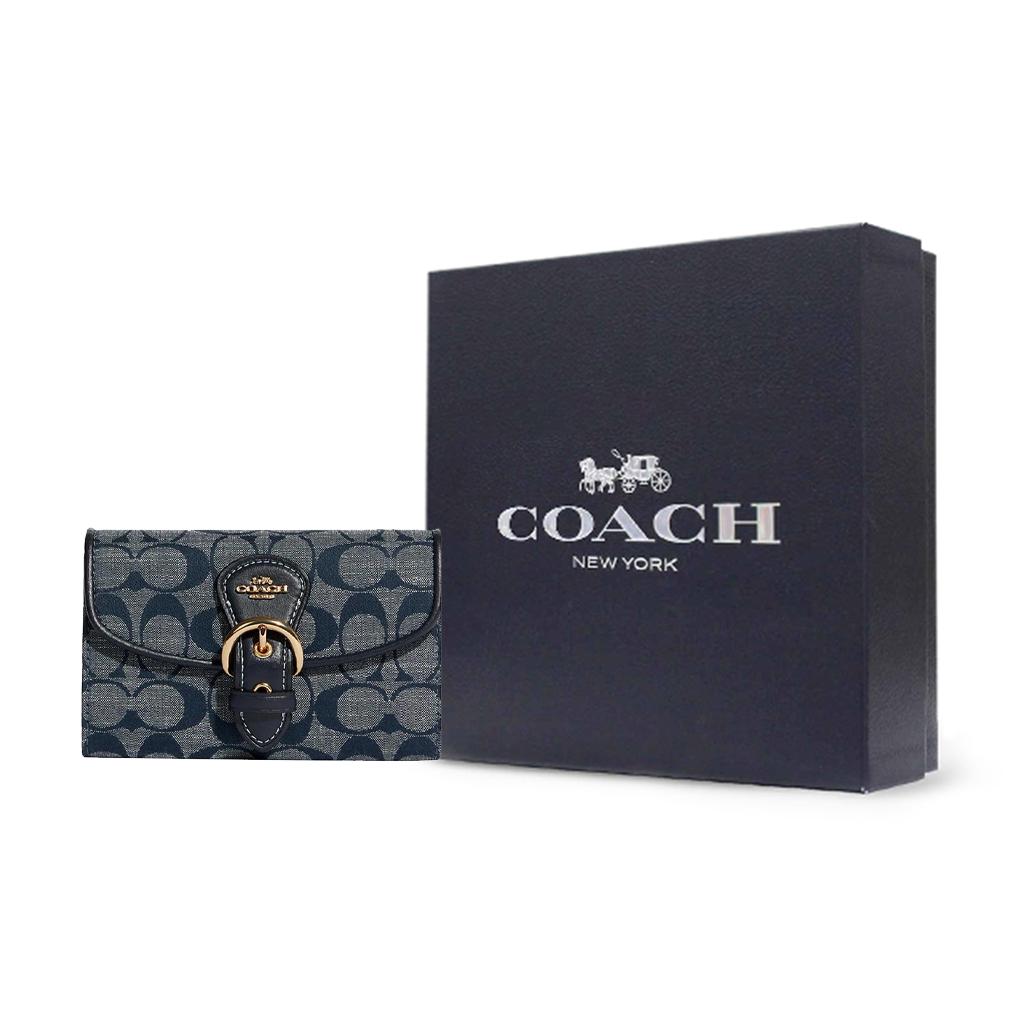 Coach Kleo 15 Classic Monogram Leather And Fabric Mini Clutch Women Clutch Denim-Blue C8308-IMDEI