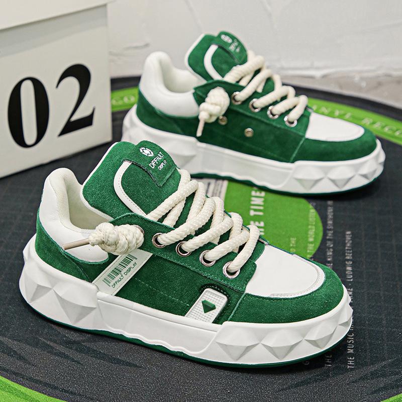 

2024 весенняя новая повседневная обувь, мужская обувь для выпечки на толстой подошве, студенческая обувь для старых пап 44 зелёный