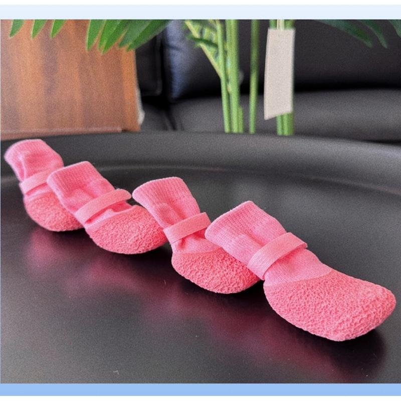 4lots Dog Paw Protectors Silicones Rain Shoes Slip Resistant Durability Comfortable Fit for Outdoor Activity