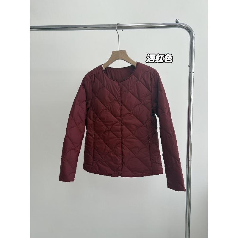 Autumn and Winter Down Jackets Women's Light and Thin Round Neck Liners Can Be Stacked with White Duck Down Short Coats