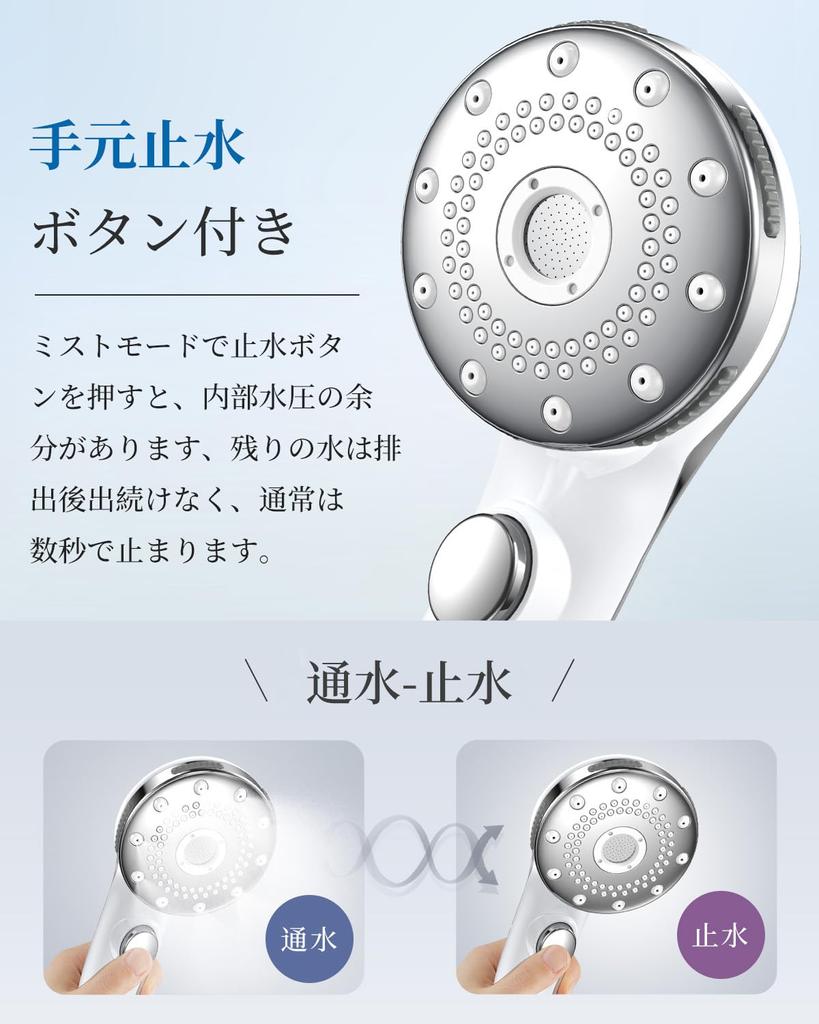 Duschkopf Mikro-Nano-Bläschen RUNCTY Wassersparender Duschkopf 5 Stufen Wasserdurchflussmodus Hohe Reinigungskraft Wasserstopp-Taste Handstopp Wasserleckage