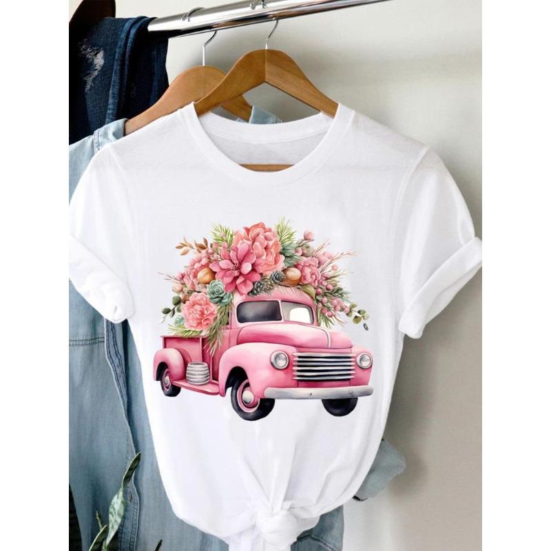 (Marime europeana) Tricou Fluture Floare Tendință Femei Mânecă Scurtă Imprimeu Modă Damă Tricou Top Îmbrăcăminte Casual Feminină Tricouri Grafice