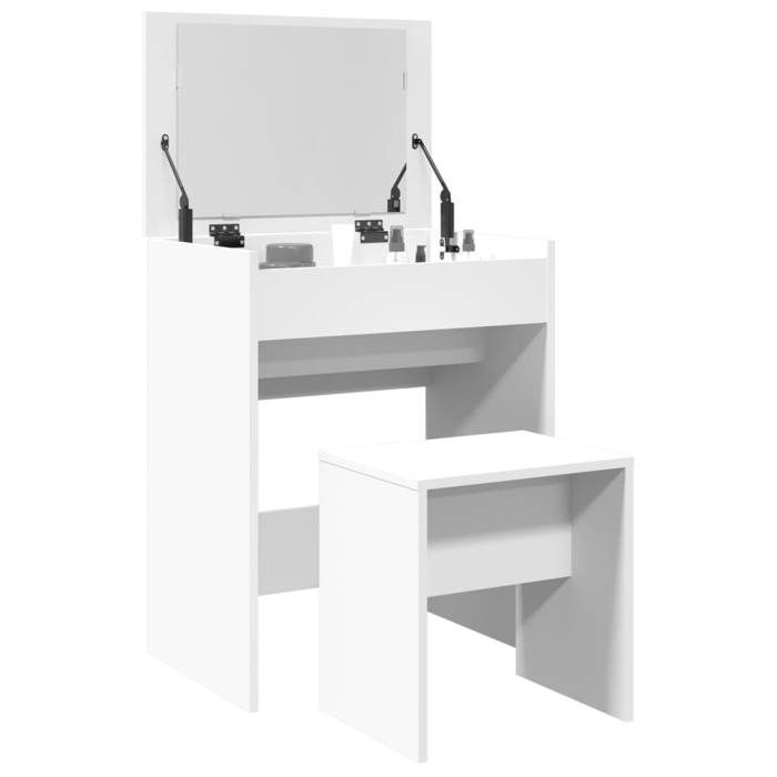 VidaXL Coiffeuse et tabouret blanc 60x40x113,5 cm, table de maquillage, coiffeuse de chambre à coucher, coiffeuse avec 848213