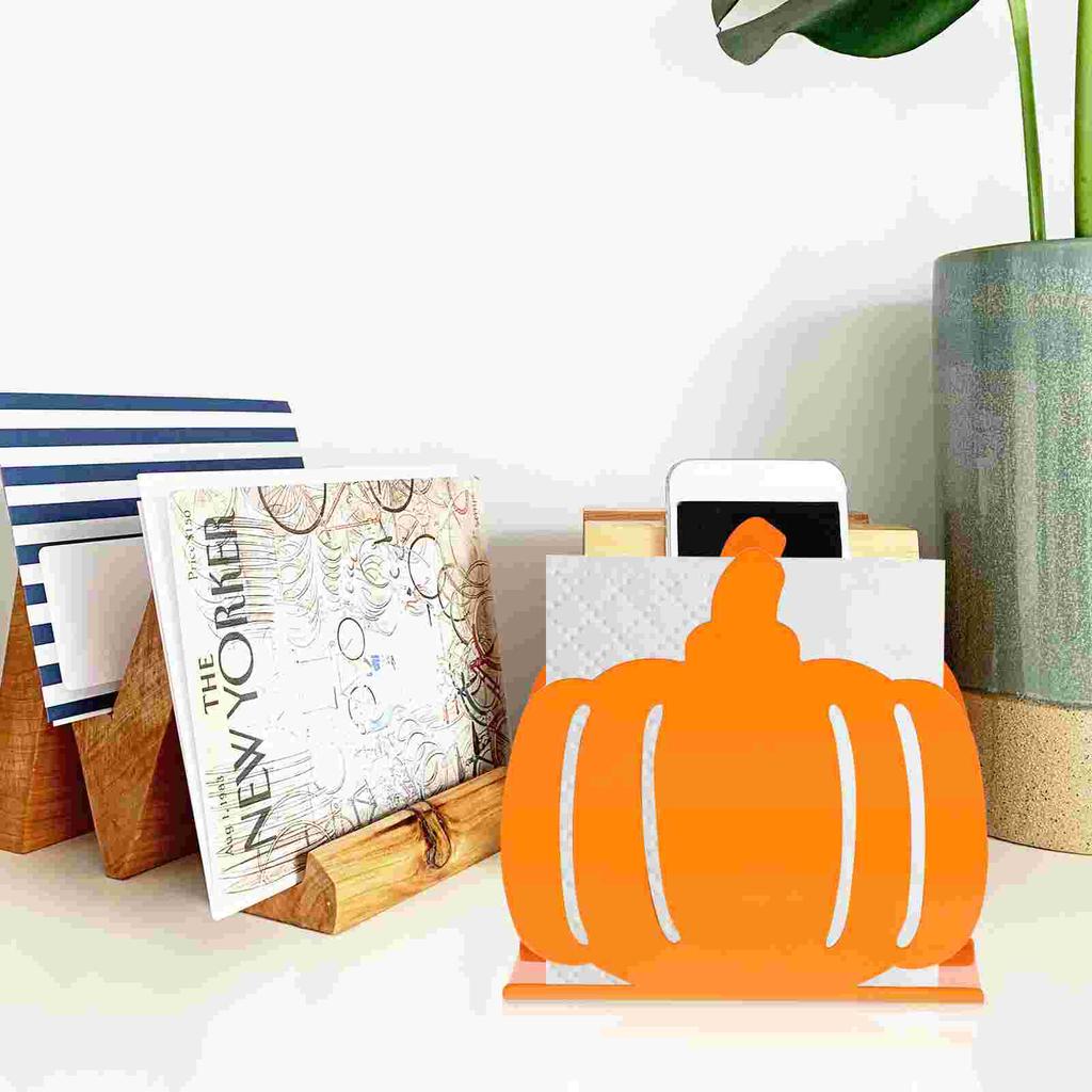 Pumpkin Napkin Holder Table Top Decor Restaurant Storage Rack Paper Stand Organizer Metal Towel Tabletop Dispenser Decorate