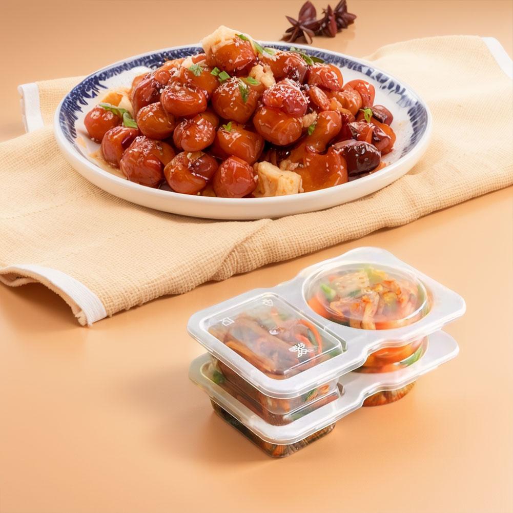 Double Compartment Transparent Dressing Containers Reusable Stackable Storage Snack Containers Leakproof for Home School