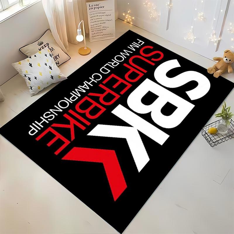 "Black Carpet with SBK Superbike Championship Logo and Red Arrow" Suitable for use as an anti-slip for living room bedroom sofas