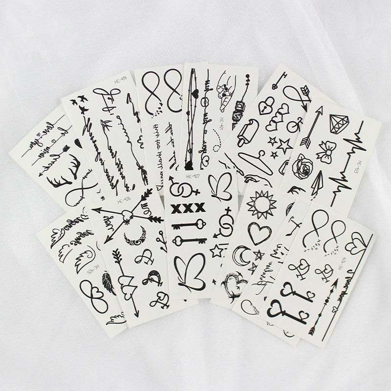 Tattoo-Aufkleber Körper-Make-up Flamme Finger Wasserdicht Temporäre Tattoos Schwarz Quadrat Rose Blume Kunst Flash Fake Tattoos