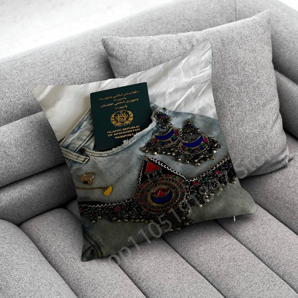 Flag Afghan Afghanistan Passport Map Throw Pillow Case For 55x55cm 30x30cm 50x50cm 45x45cm 40x40cm Square Chair Pillowcase Case