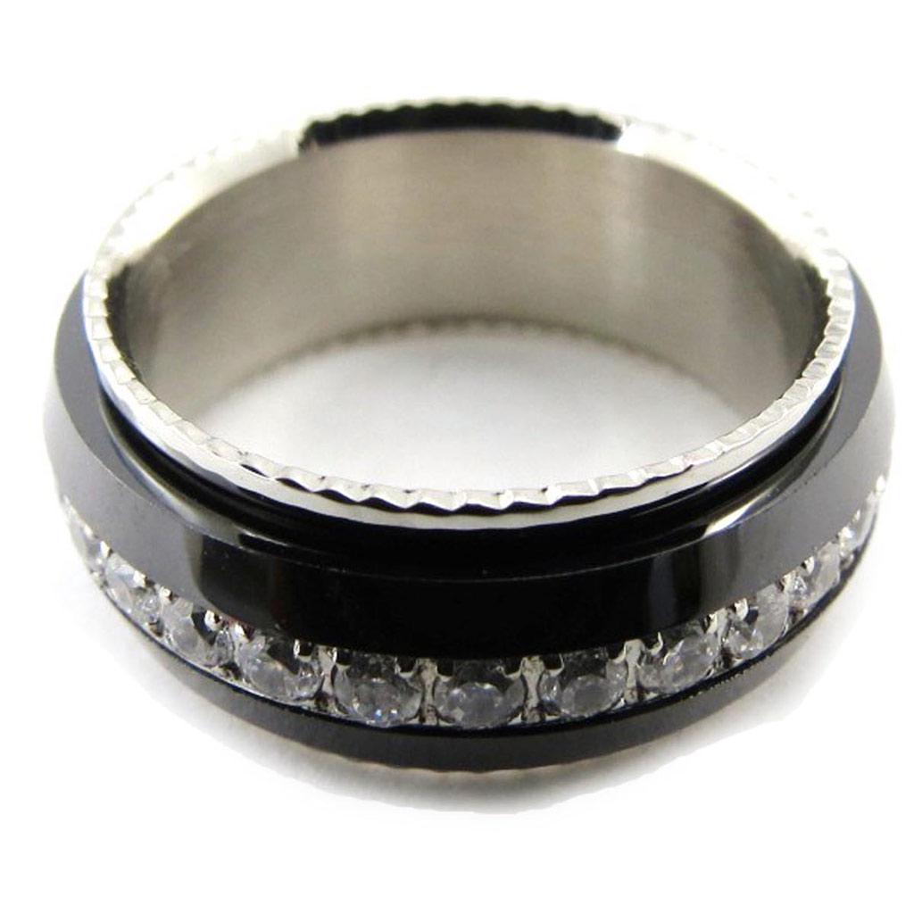Men's Ring 'Peaceful' Steel Black Ceramic - 9 Mm