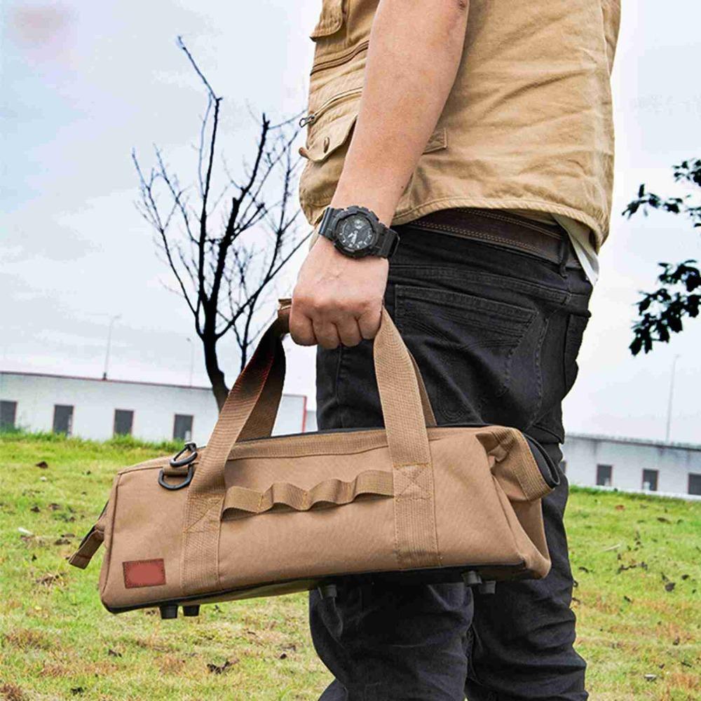 

Waterproof Camping Tool Bag Large Capacity Gear Storage Bag Wide Mouth Tool Bag Electrician коричневий