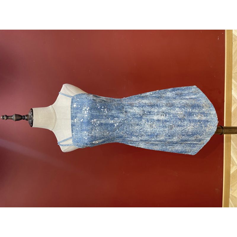 

2025 Summer New Arrival Casual Accessible Luxury Denim Sense Sequin Sling Dress Slim Looking Sweet and Spicy A- line Skirt Figure color M
