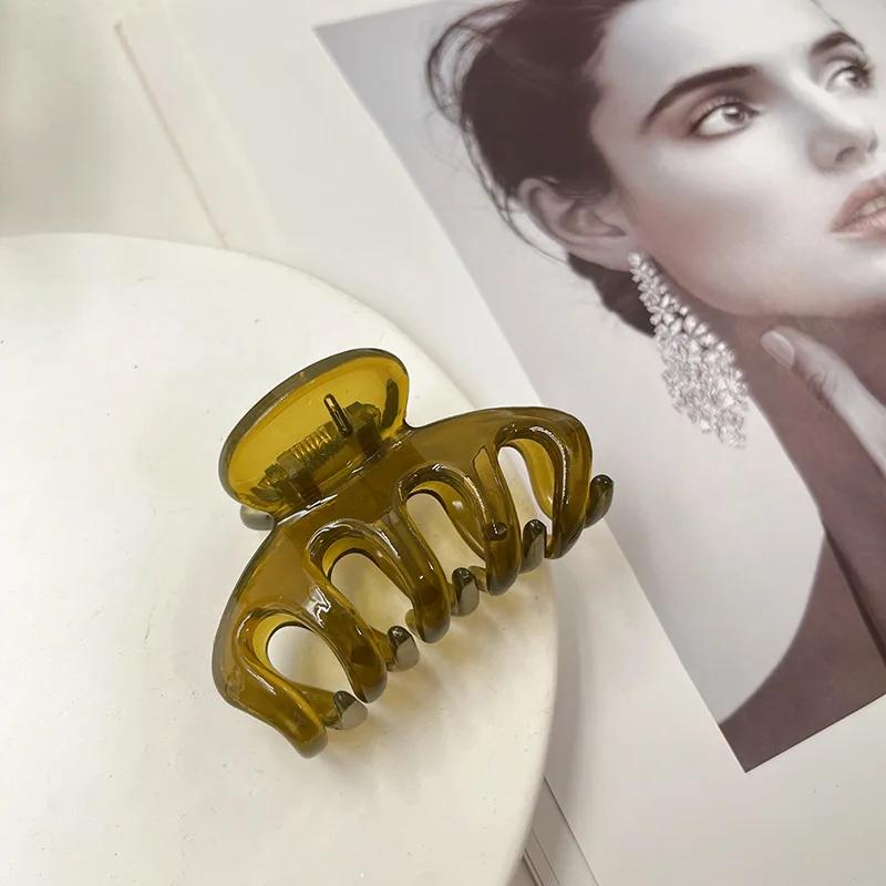 New 6CM Acrylic Candy Colors Hair Clips for Women Fashion Ponytail Fixed Hair Claw Clip Crab Hairpin Girl Hair Accessories