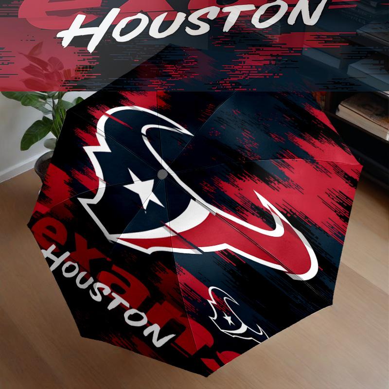 basketball Texans Logo Umbrella 8-Frame for Travel, Camping, Casual Lightweight Portable Umbrella, Essential for Every Family Holidays Gift