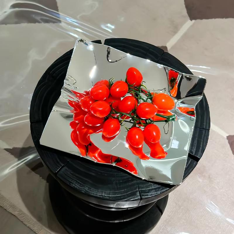 Einfache Welle Gemustertes Obstaufbewahrungstablett Modisches Heim Esstisch Aufbewahrungstablett Wohnzimmer Exquisites Dekotablett Geschenk