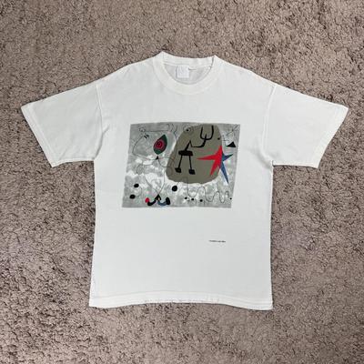 Vintage Fundació Joan Miró Art Woman Dreaming of Escape Tee SIZE L/ Art Tees/ White Tees/