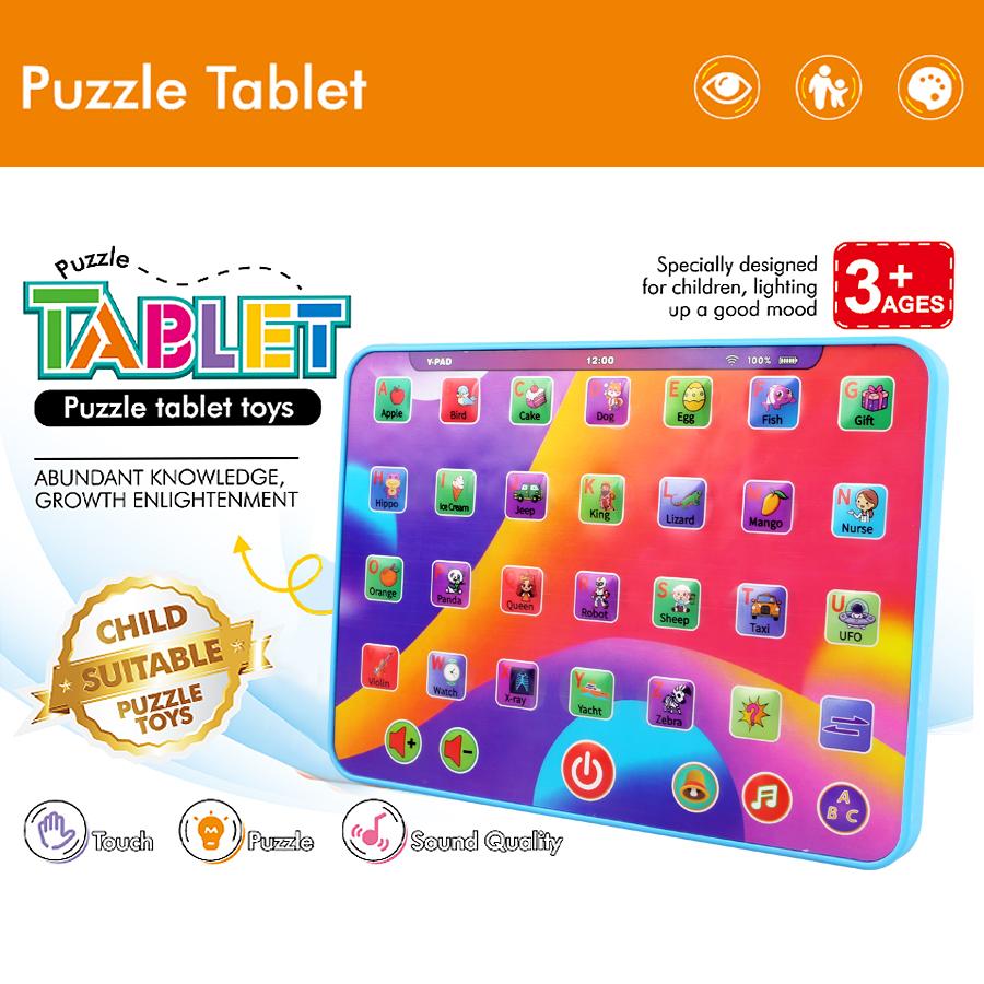 Alphabet Tablet to Learn Letters, Abc, Numbers, Colors, Music & Words, Interactive Toddler Learning & Education Toys for Kids