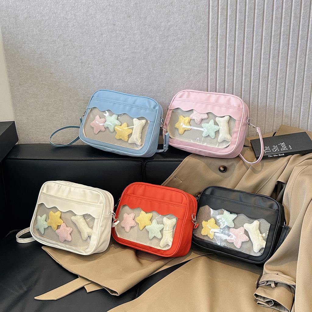 2025 spring new small food pain bag cute versatile simple transparent shoulder messenger women's bag daily soft girl bag