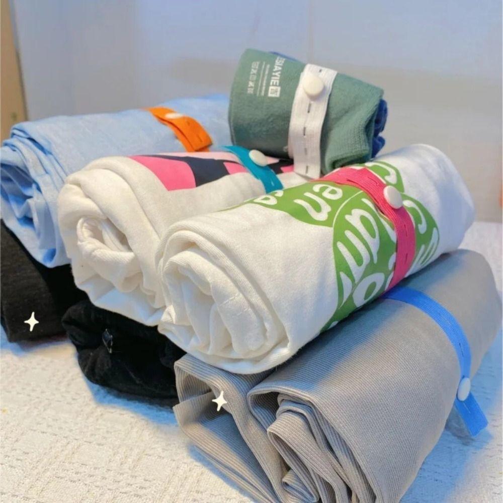 10pcs Flat Storage Elastic Band With Button Hole Binding Belt Binding Strap Lazy