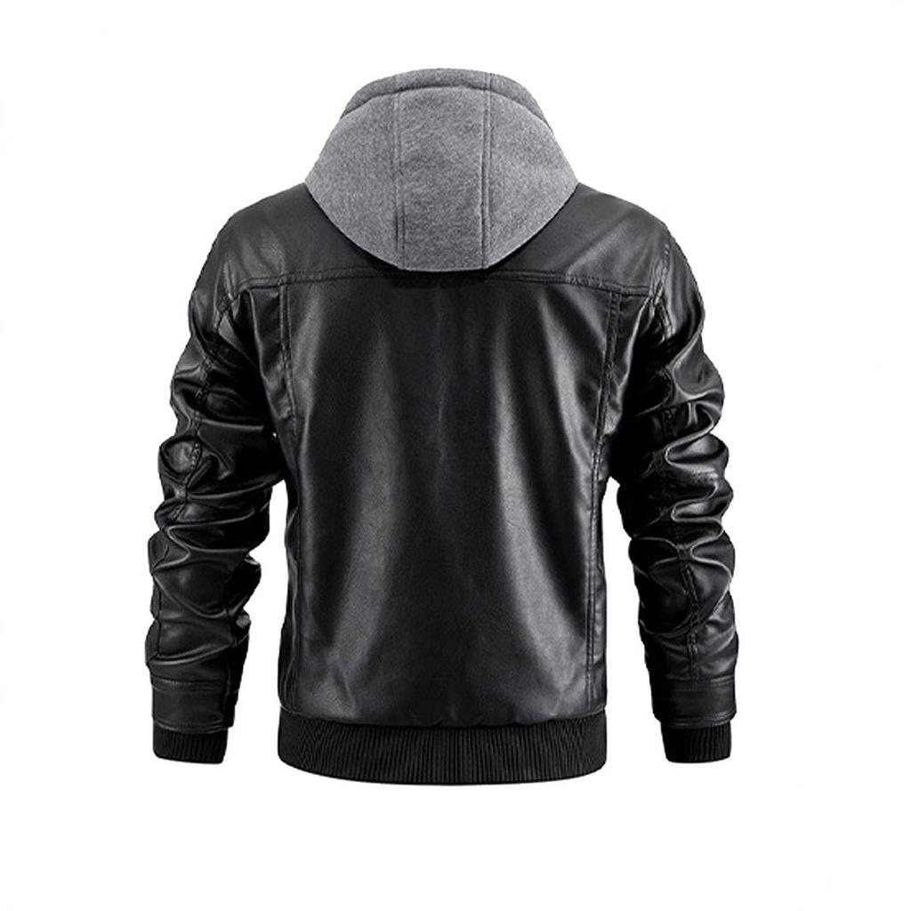 Men's casual pu leather jacket trendy jacket ozon European and American size spring and autumn leather jacket