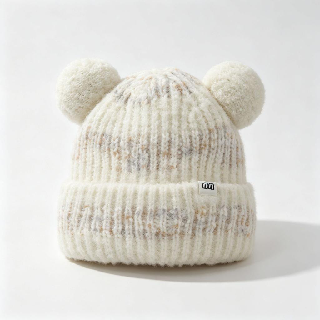 Sweet Bear Ears Knitted Hat, Ear Protection, Windproof and Warm Autumn and Winter Hat, Soft Waxy and Cute Age-reducing Wool Hat