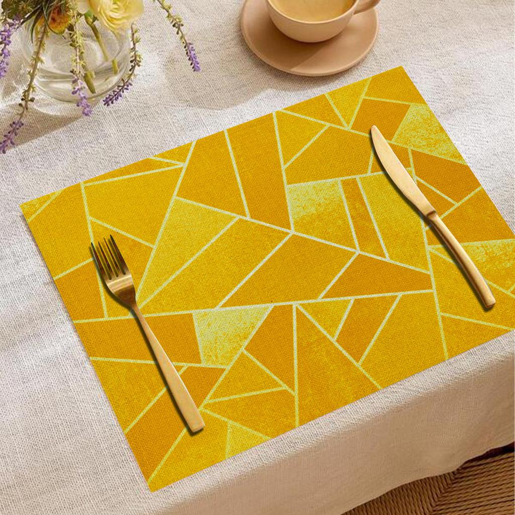 Yellow Minimalist Placemat Linen Insulation No Wash Placemat Heat-resistant Tableware Thermal Insulation Tablecloth