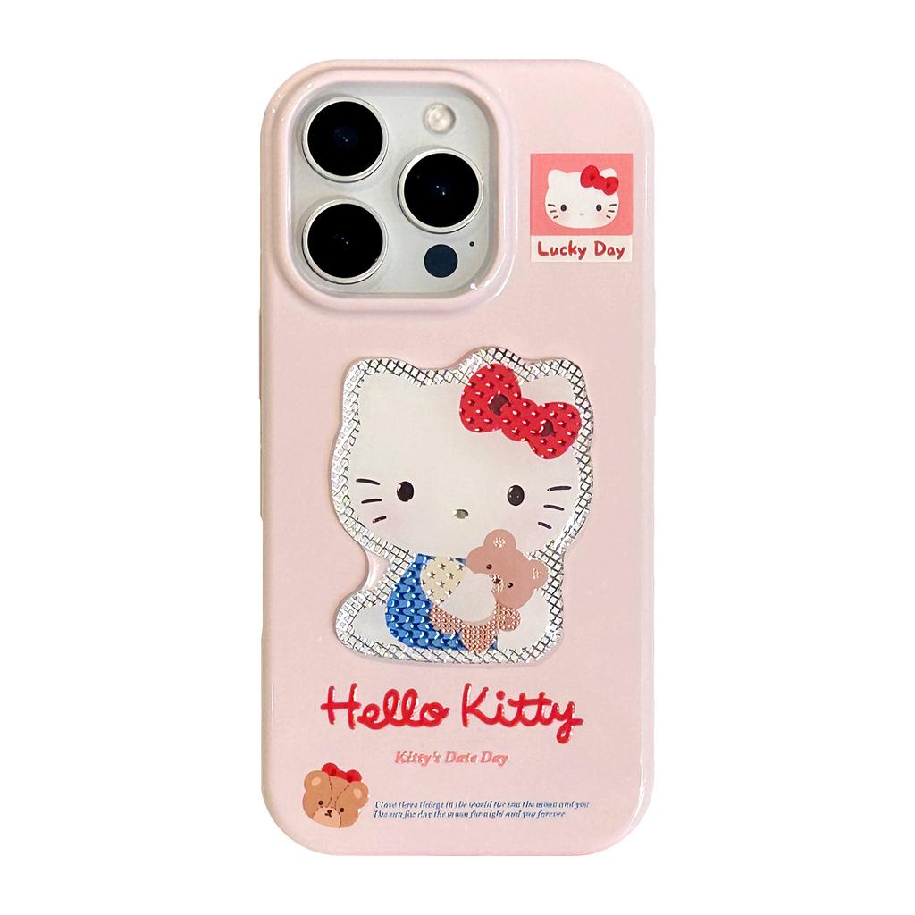 Gilded Three Dimensional Cartoon Cat Suitable for 15promax Apple 16 Mobile Phone Case Iphone14 Hanging Chain 13 Girl Soft