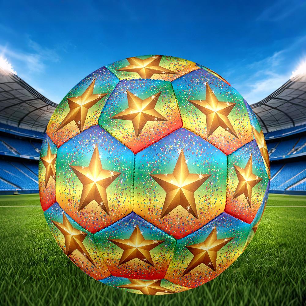 1 stk Gylden Stjerne Fejringstema Fodbold, Størrelse 5, Letvægts PVC, Udendørs Træningsfodbold, Gave j61454