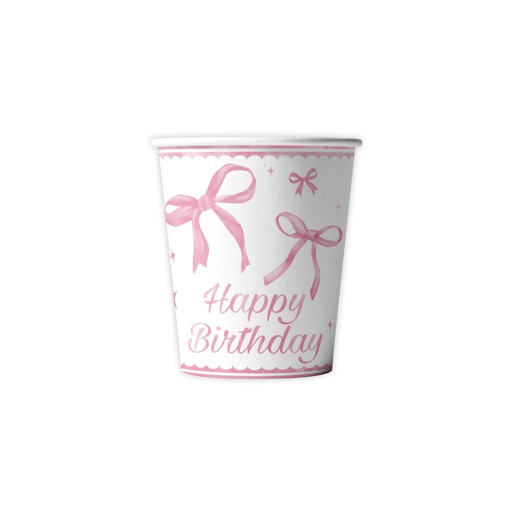 Pink Bow Birthday Party Disposable Tableware Set