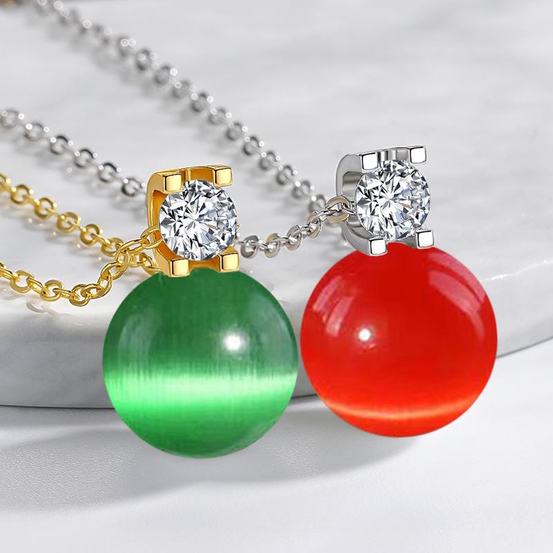 

Zircon Cat s Eye Stone Pendant Clavicle Necklace for Women