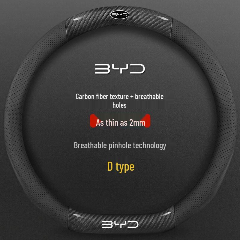 BYD Song PLUS Steering Wheel Cover for Han EV, Tang/Yuan Pro, Dolphin, Seagull, Qin - Genuine Leather